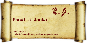 Mandits Janka névjegykártya